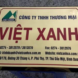 bảng công ty in uv inox 304 vàng gương